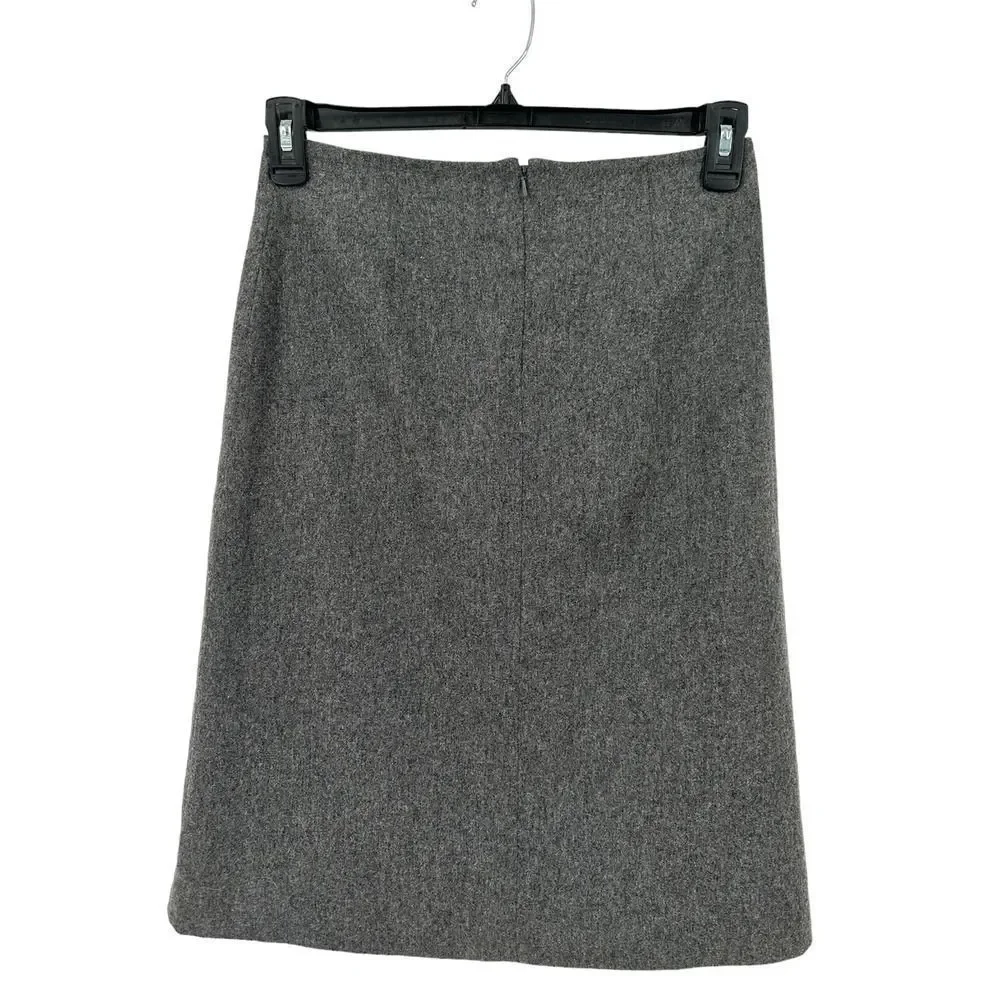 Gap Stretch Gray Wool A Line Midi‎ Skirt Size 1
